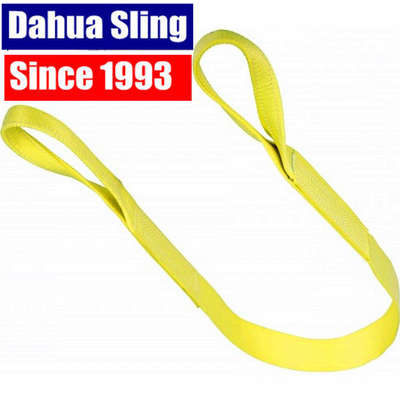 Amarillo 3ton 2 Ply Poliéster Flat Sling Lifting Peso ligero Sling para ojos, estándar WSTDA